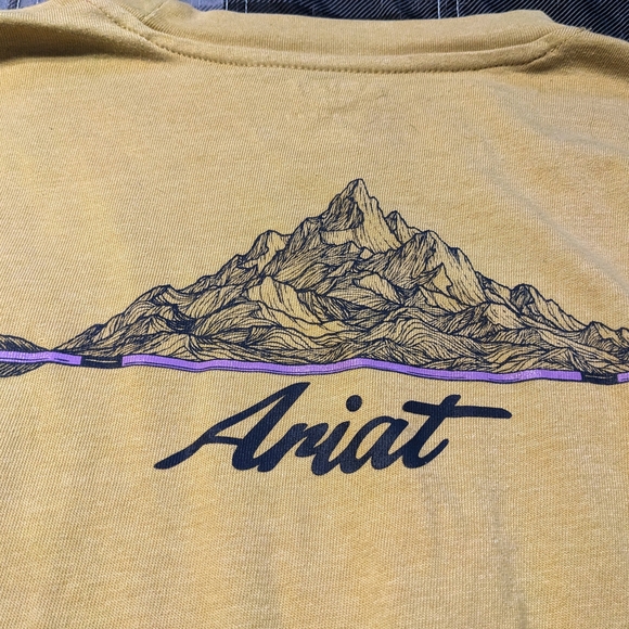 Ariat Rebar Cottonstrong Mustard Yellow Long Sleeve Outdoor Adventure Tee sz S - Picture 9 of 12